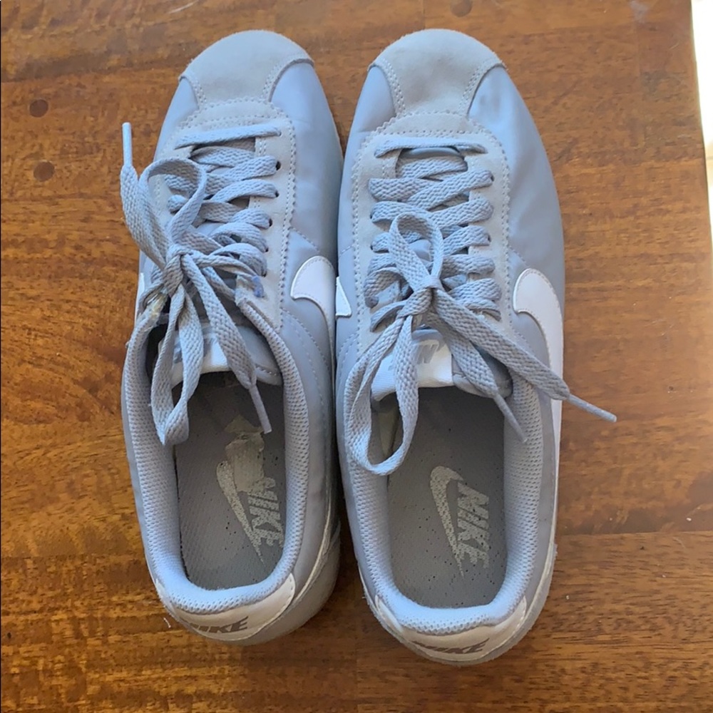 Grey Nike Cortez shoes